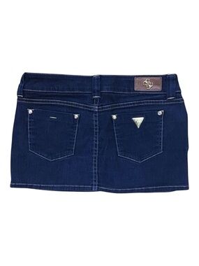 GOLD Premium Guess denim mini skirt dark blue gold sexy low rise in size 28